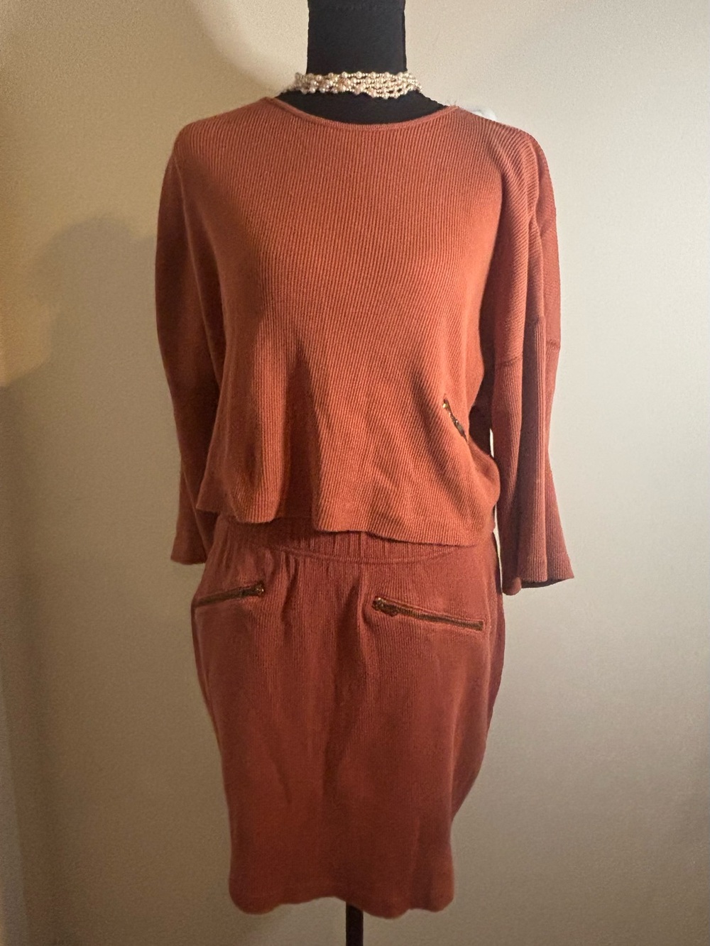 Ann Taylor Rust Knit Two-Piece Dress Set